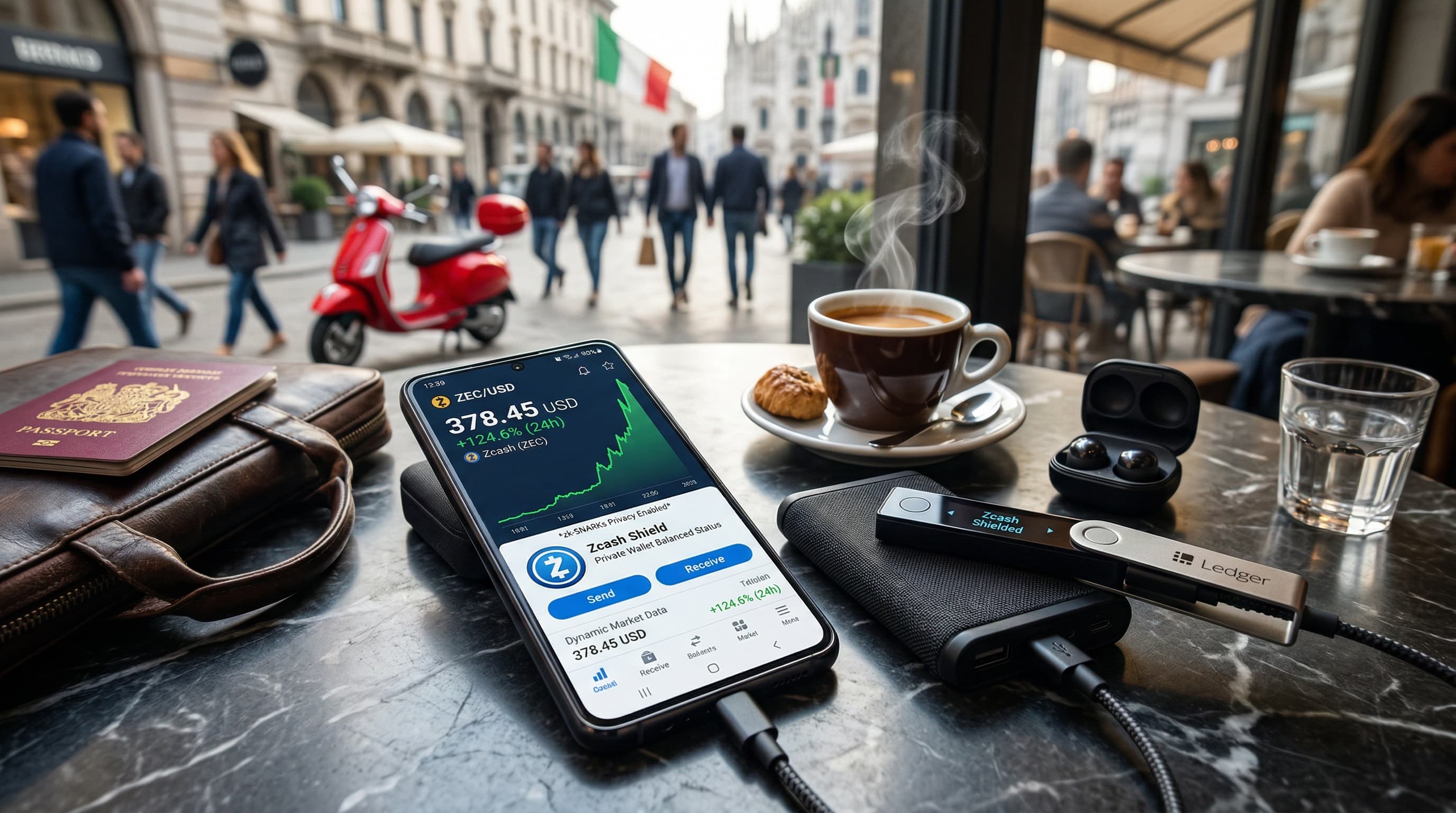 Zcash +22% a 377,96 USD: Boom wallet crypto portatili