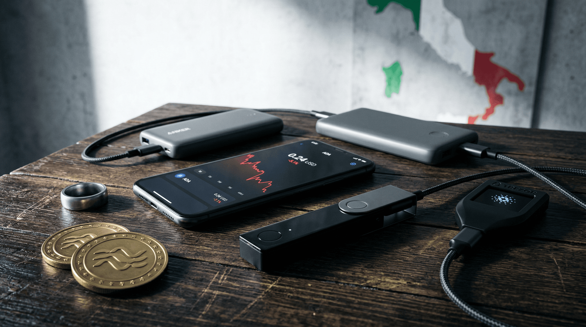 Cardano in calo del 5,1%: ADA a 0,24 USD, guida completa wallet hardware per staking sicuro