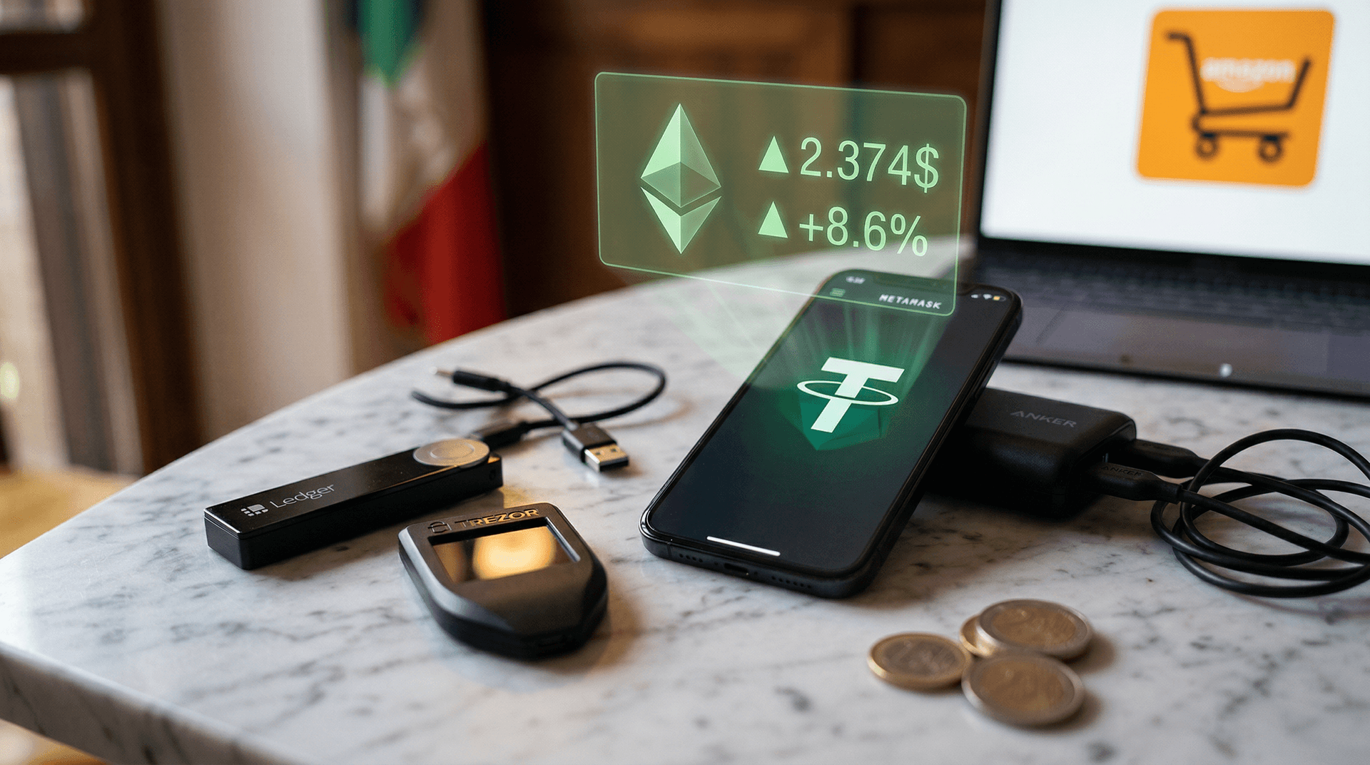 Portafogli Hardware Ethereum Boom: ETH +8,6% a 2.374$ (+45% Vendite)