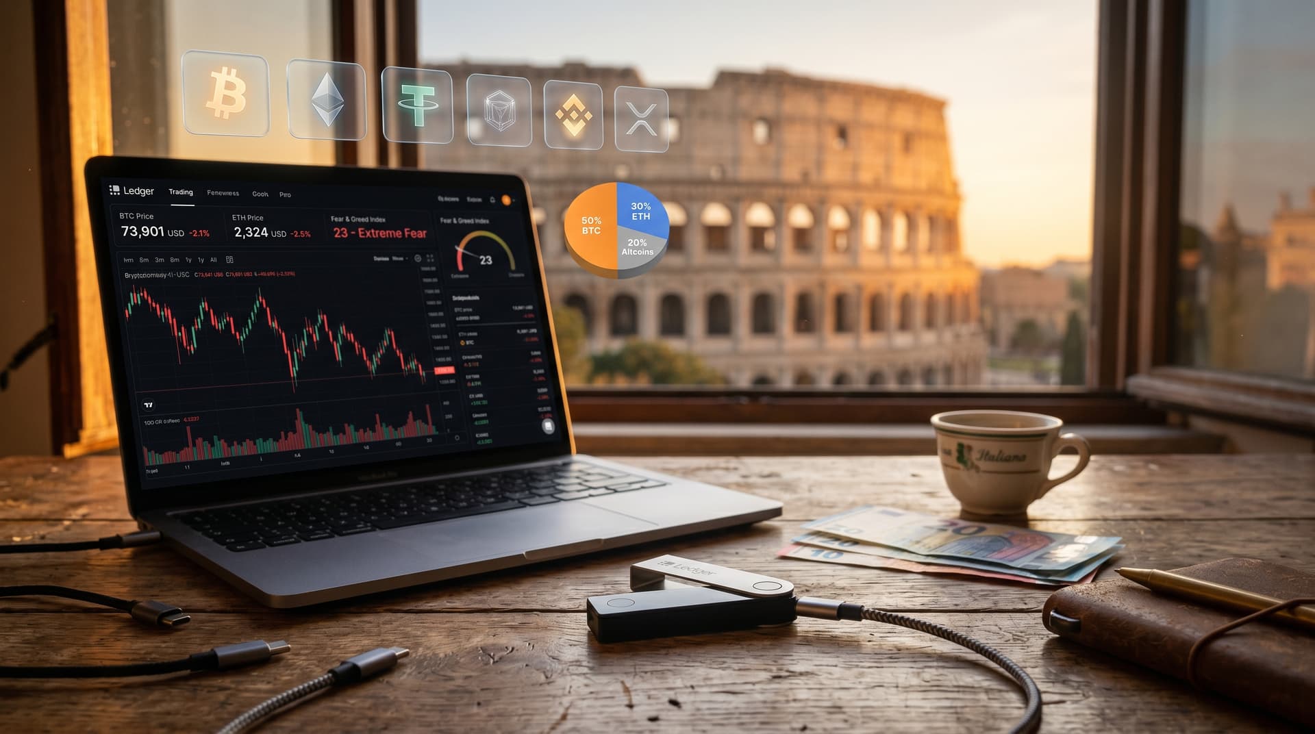 Guida Portafoglio Cripto Diversificato: 40-60% BTC/ETH con Fear 23