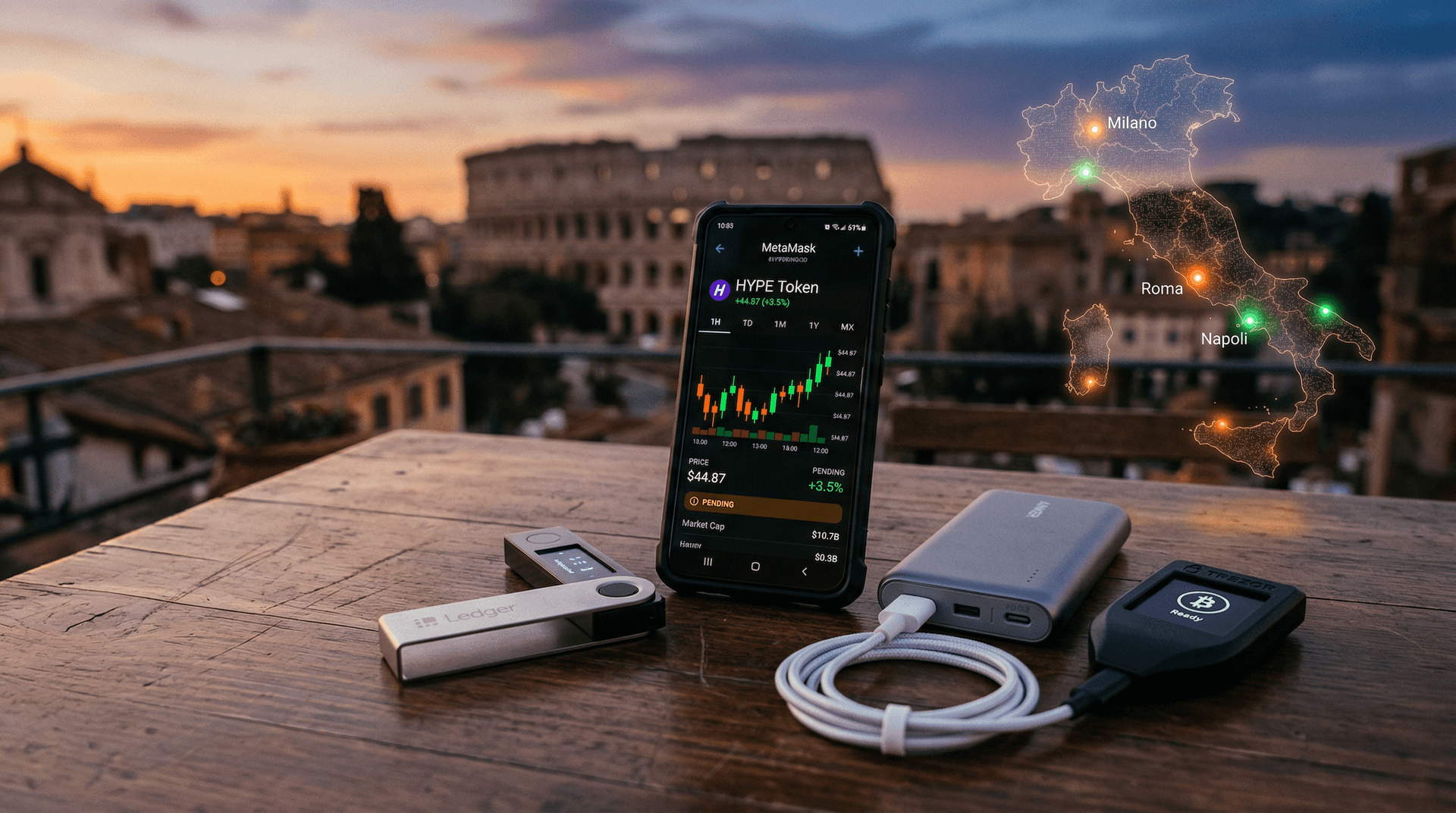 Hyperliquid HYPE +3.5% a $44.87 spinge portafogli crypto portatili