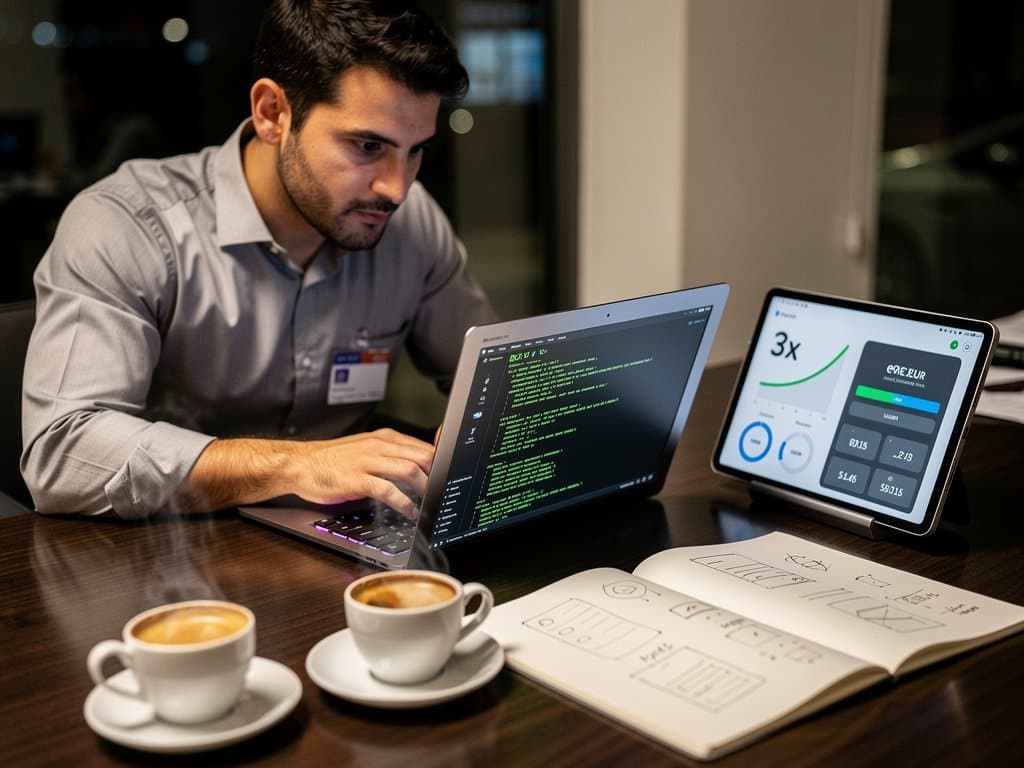 Sviluppo app Android con Android CLI e agenti AI su laptop e tablet portatili in ambiente high-tech moderno