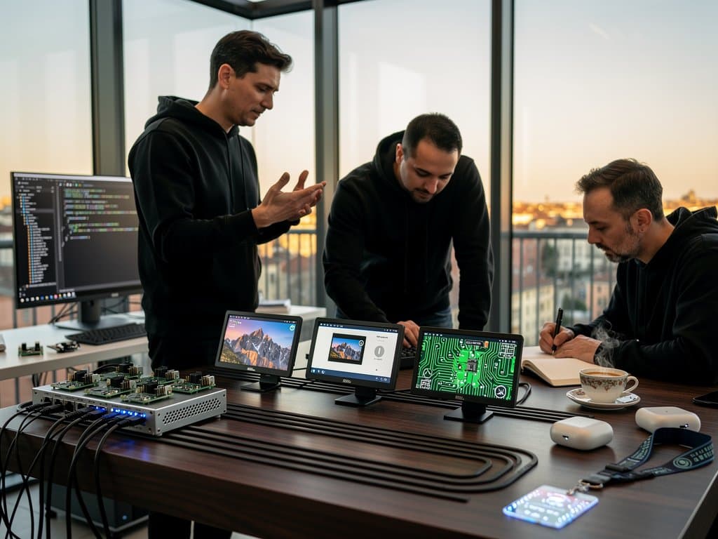 Laboratorio embedded con Raspberry Pi cluster, schermi framebuffer FIM 0.7.1 e codici kernel su setup high-tech italiano