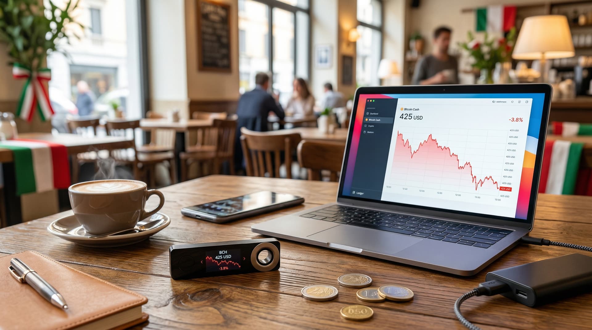 Wallet hardware portatili in calo in Italia: BCH -3,8% a 425,12 USD